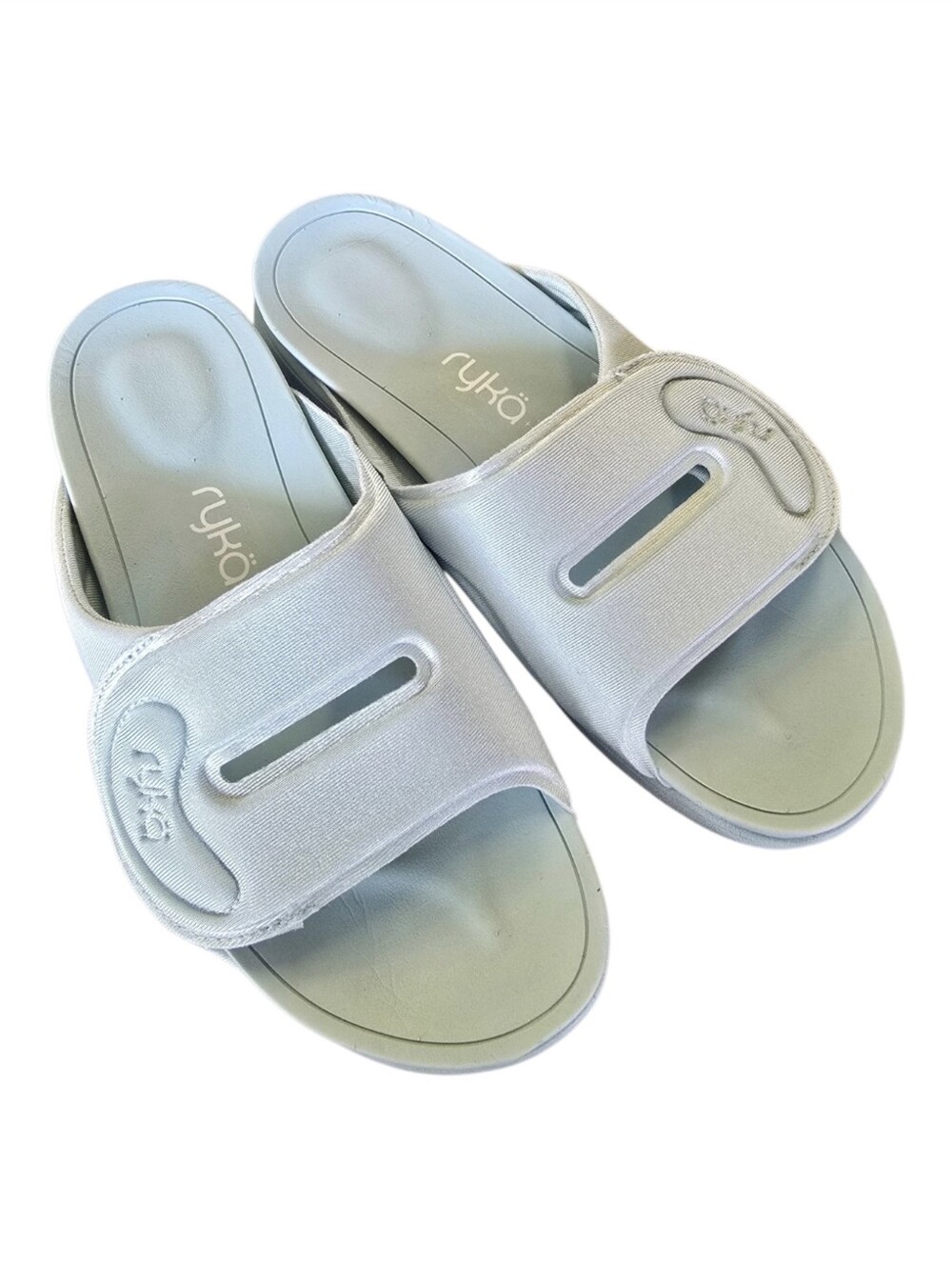 Ryka Tao Recovery Slide Sandals Seafoam Adjustable Comfort Slip-On